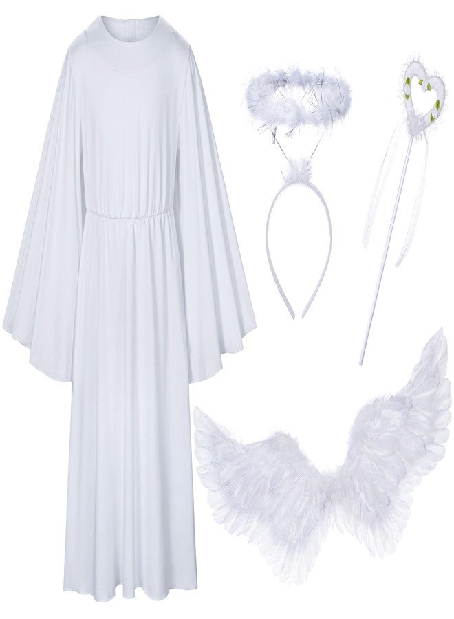 Irtysh Kids Angel Costume With Angel Feather Wings headband Wand Set For Girl's Halloween Birthday Cosplay(WT 120) - Image 4